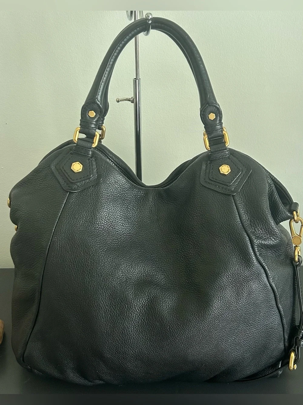 Marc Jacobs Black Pebbled Leather Large Hobo Shoulder Bag Crossbody